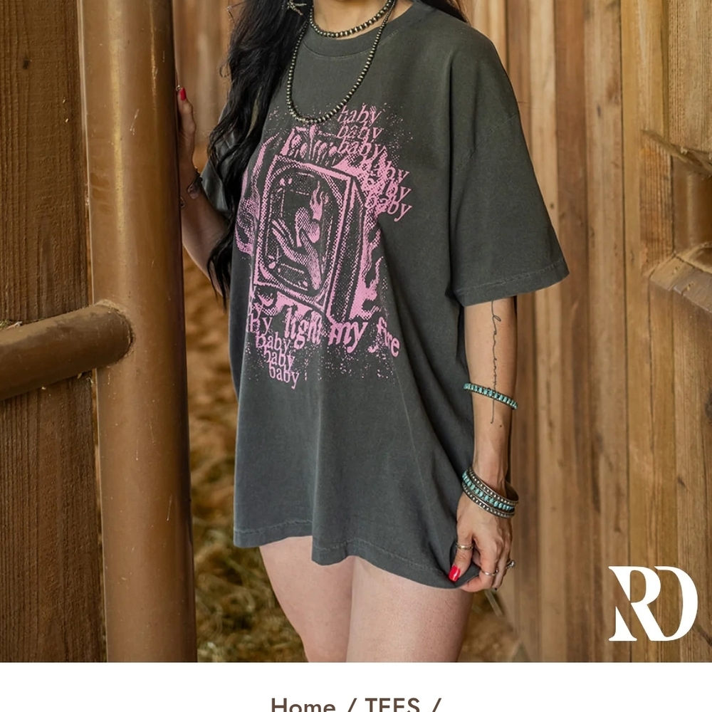 Graphic Tee with Pink Print